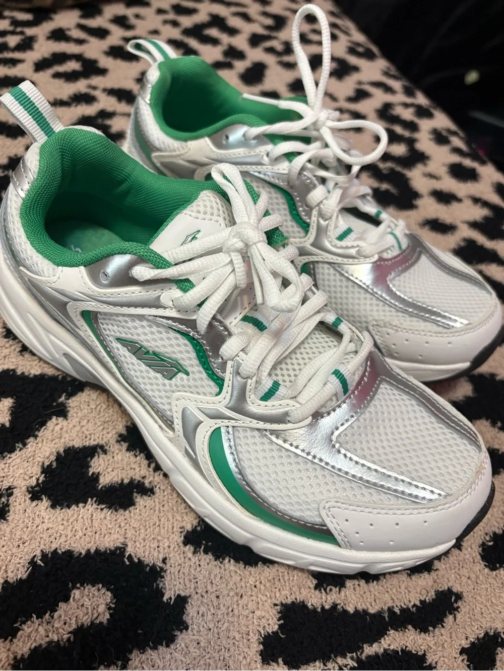 White & Green Athletic Sneakers